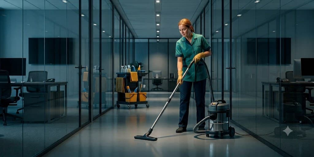 Professionelle Reinigung in Bern — Reinigungsfachkraft von mier.ch bei der Büroreinigung